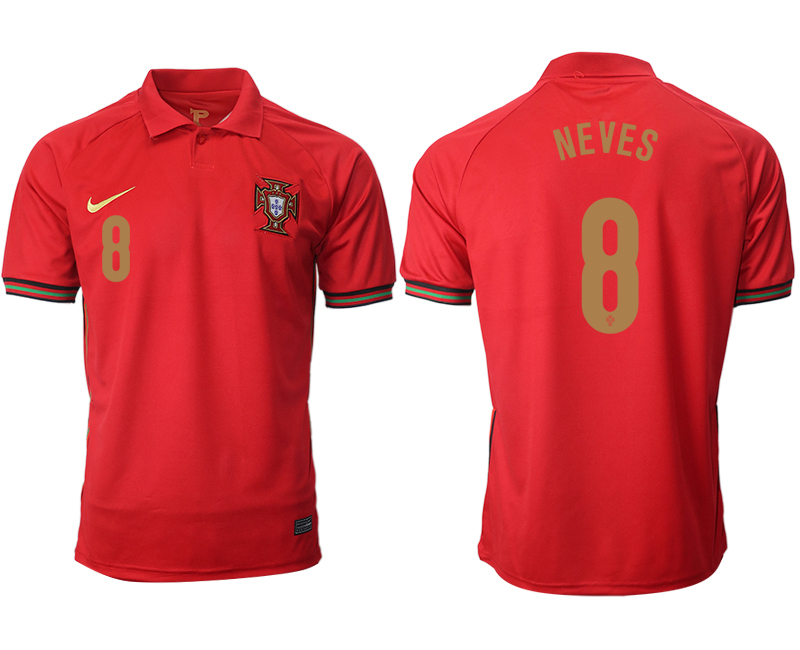 Men 2021 European Cup Portugal home aaa version red #8 Soccer Jersey